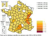 Le patronyme Tournier en France de 1900 � 1915 (agrandissement 77 Ko)