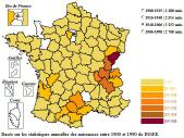Le patronyme Tournier en France de 1940 � 1965 (agrandissement 77 Ko)